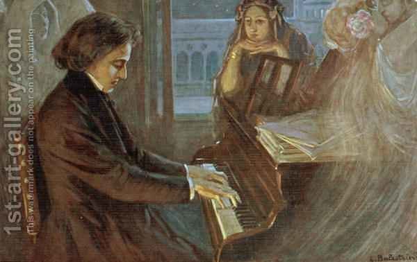 600x378 Frederick Chopin (1810 49) Composing His Preludes Lionello - Chopin Painting