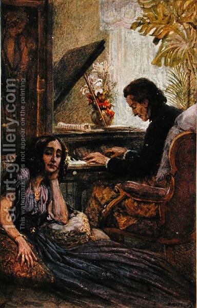 384x600 Postcard Depicting George Sand 1804 76 Listening To Frederic - Chopin Painting