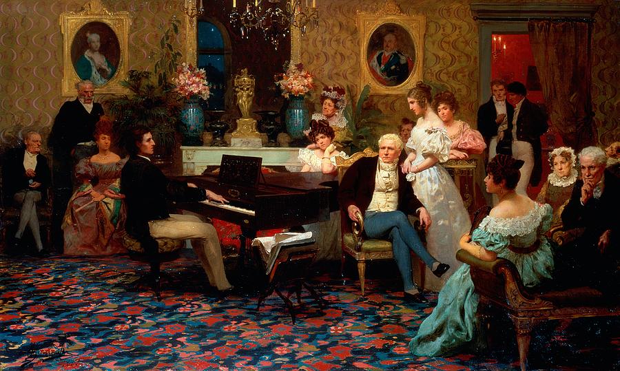 900x539 Chopin Playing The Piano In Prince Radziwills Salon Painting By - Chopin Painting