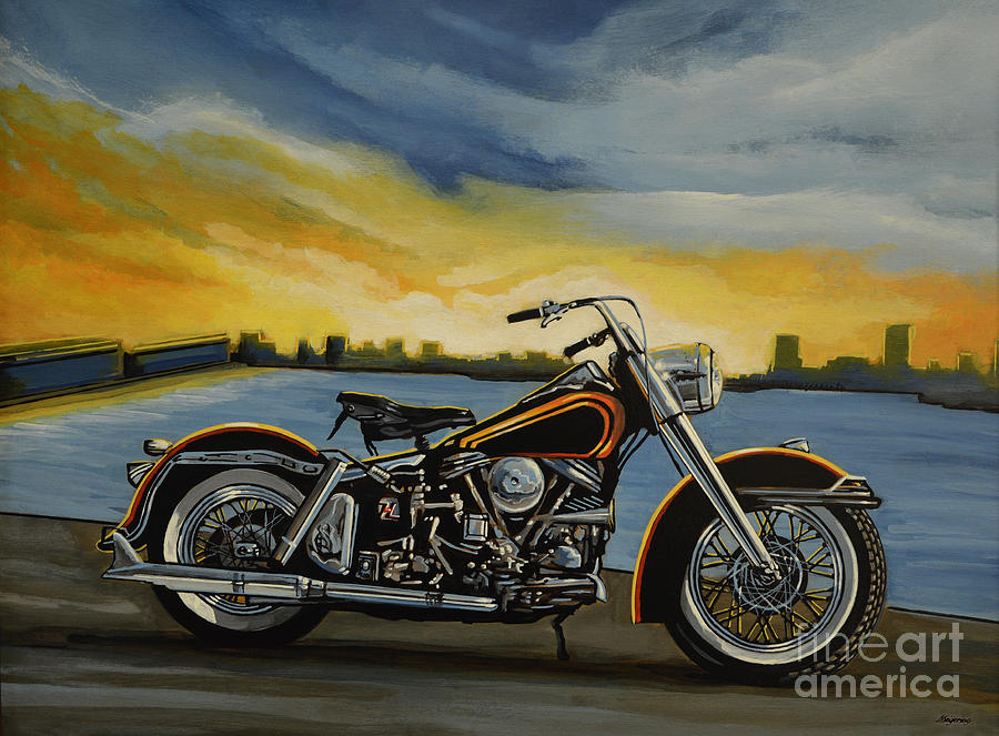 900x663 Harley Davidson Duo Glide Painting By Paul Meijering - Chopper Painting