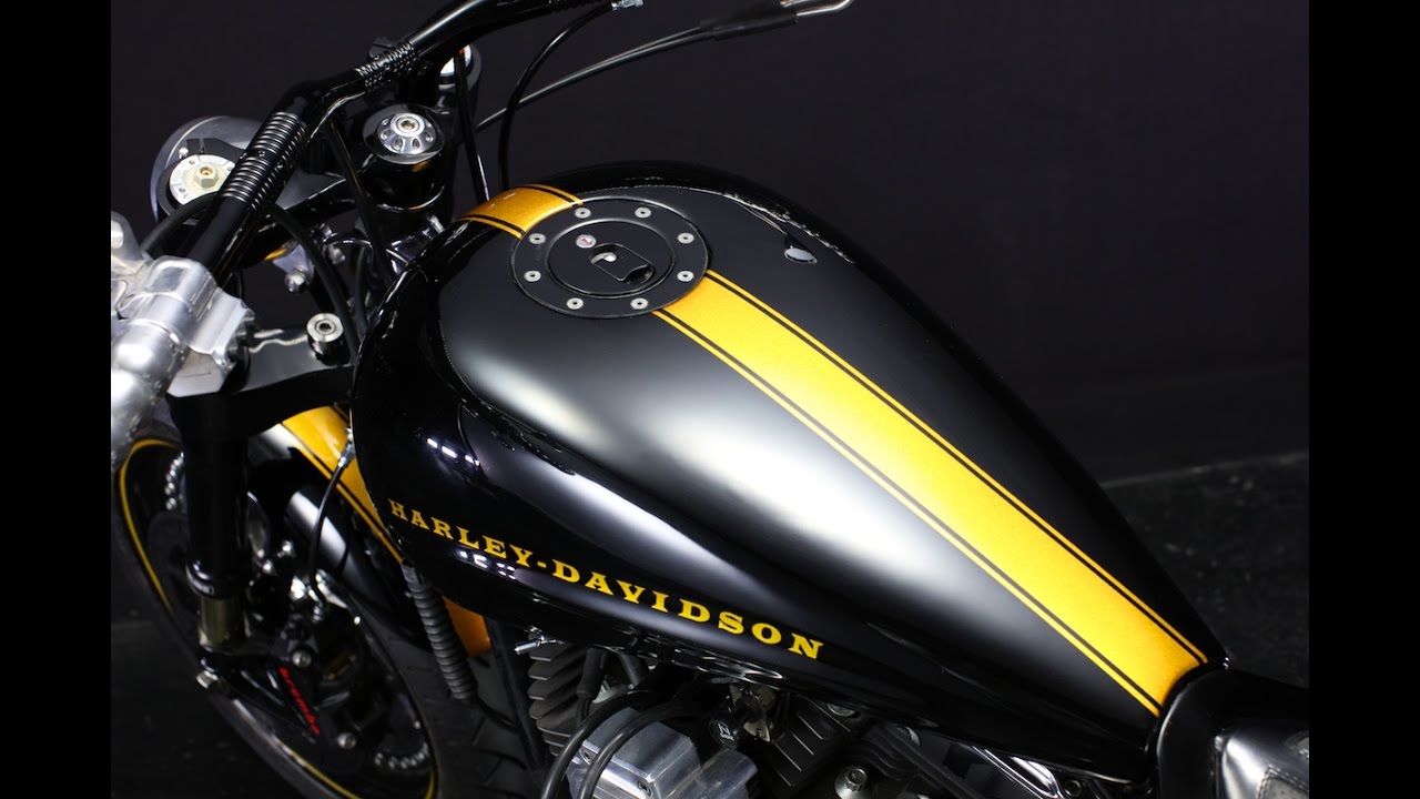 1280x720 Harley Davidson Custom Black Yellow Paint Chopper - Chopper Painting