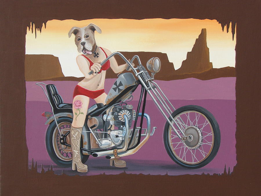 900x677 Rosie's Chopper Painting By Stuart Swartz - Chopper Painting