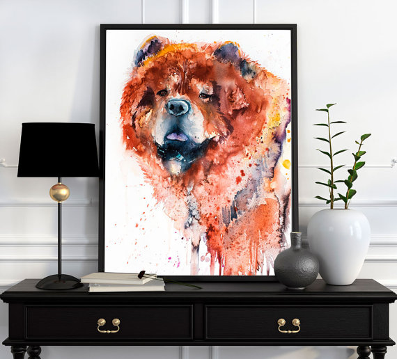 570x516 Chow Chow Watercolor Painting Print, - Chow Chow Painting