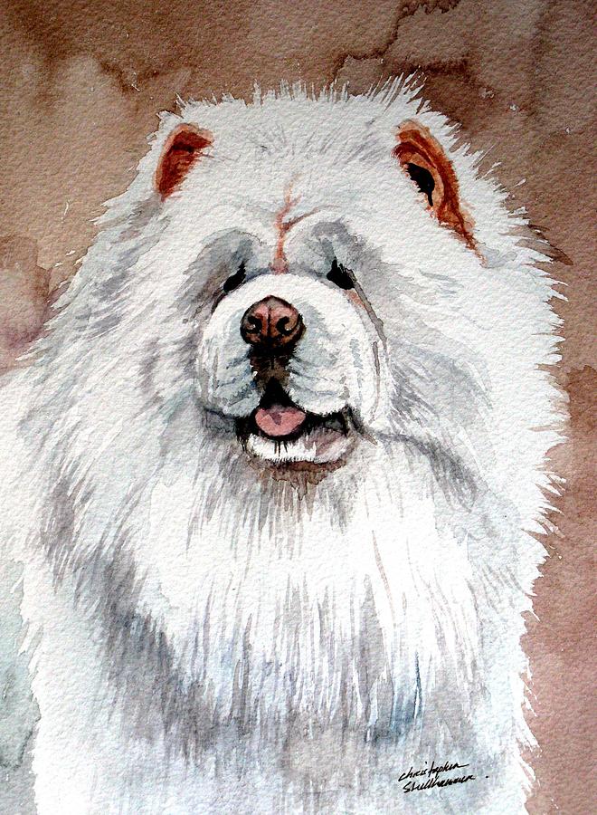 660x900 White Chow Chow Painting By Christopher Shellhammer - Chow Chow Painting