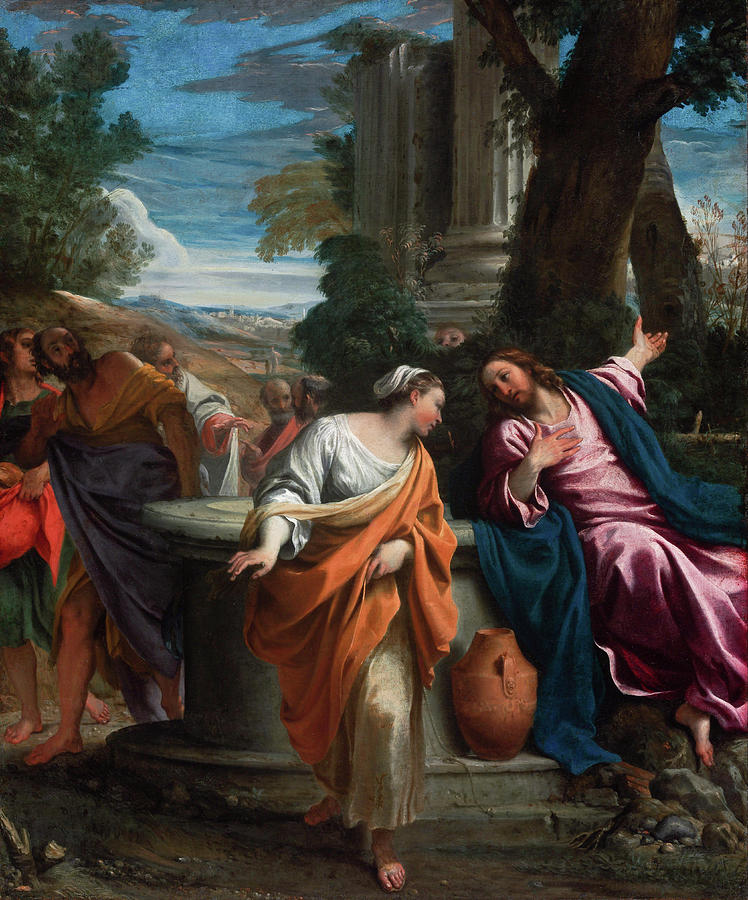 748x900 Christ And The Samaritan Woman Painting By Annibale Carracci - Christ And The Samaritan Woman Painting