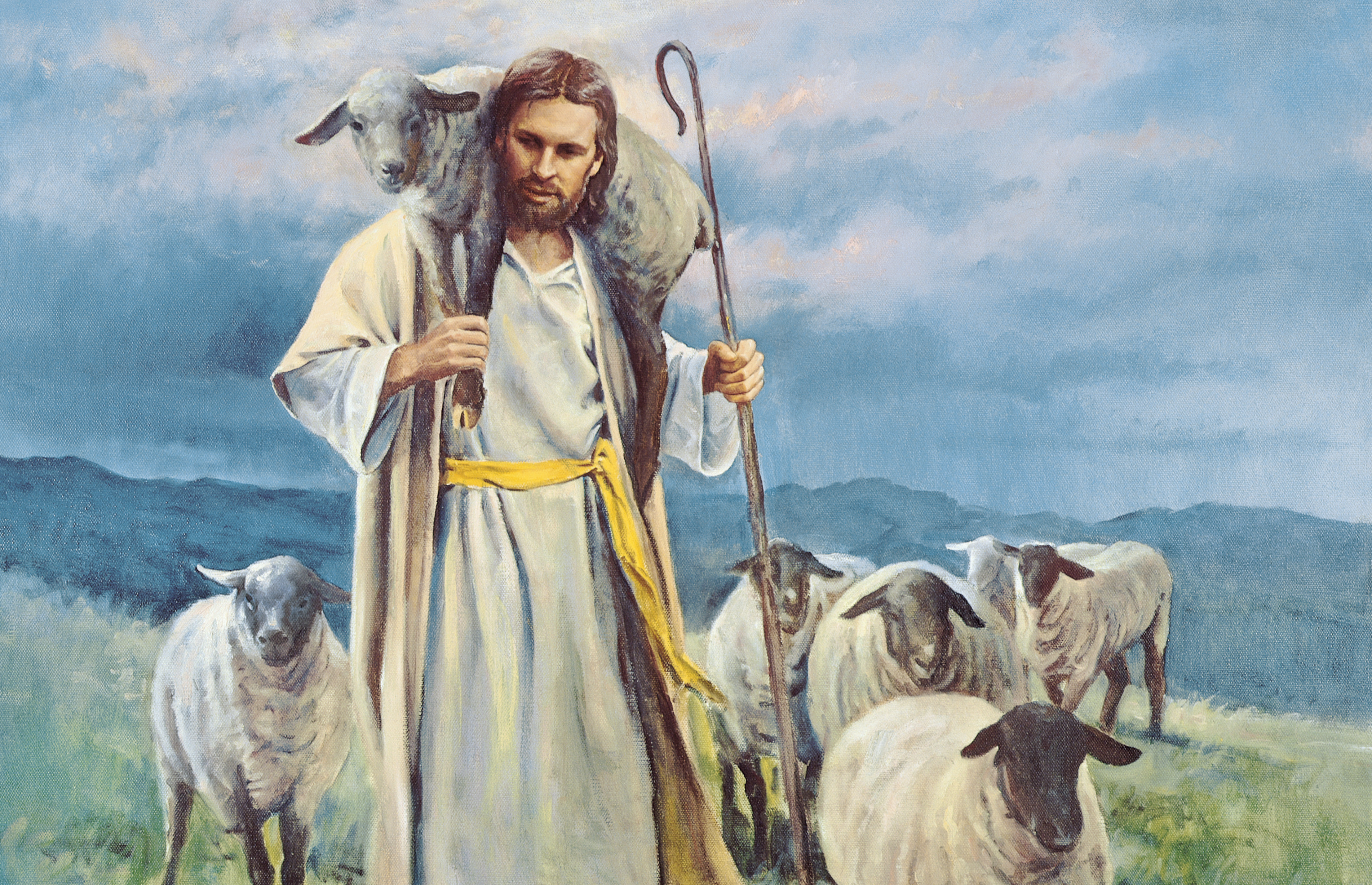 2480x1600 The Good Shepherd, By Del Parson - Christ As The Good Shepherd Painting