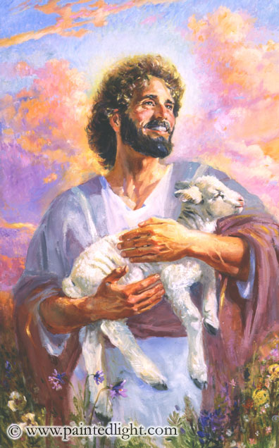 396x636 The Good Shepherd Painted Light - Christ As The Good Shepherd Painting
