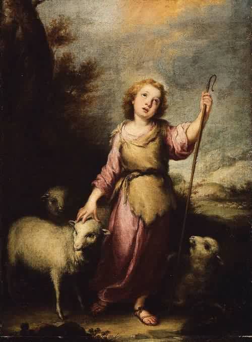 500x678 The Young Christ As The Good Shepherd Painting Bartolome Esteban - Christ As The Good Shepherd Painting
