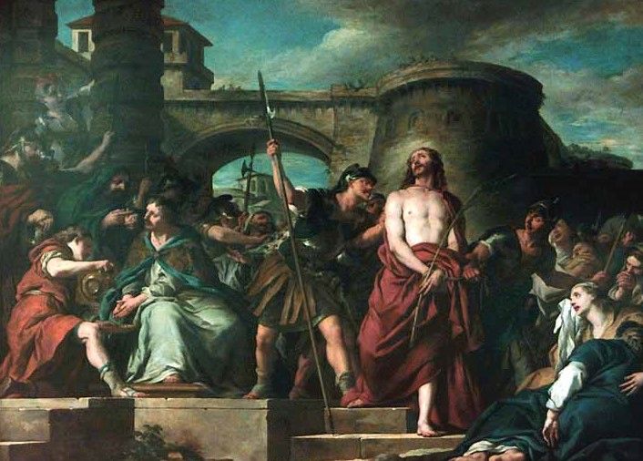 706x506 Christ Before Pilate Painting Jean Francois De Troy Oil Paintings - Christ Before Pilate Painting