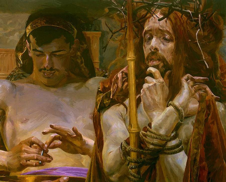 900x723 Christ Before Pilate 1910 Painting By Malczewski Jacek - Christ Before Pilate Painting