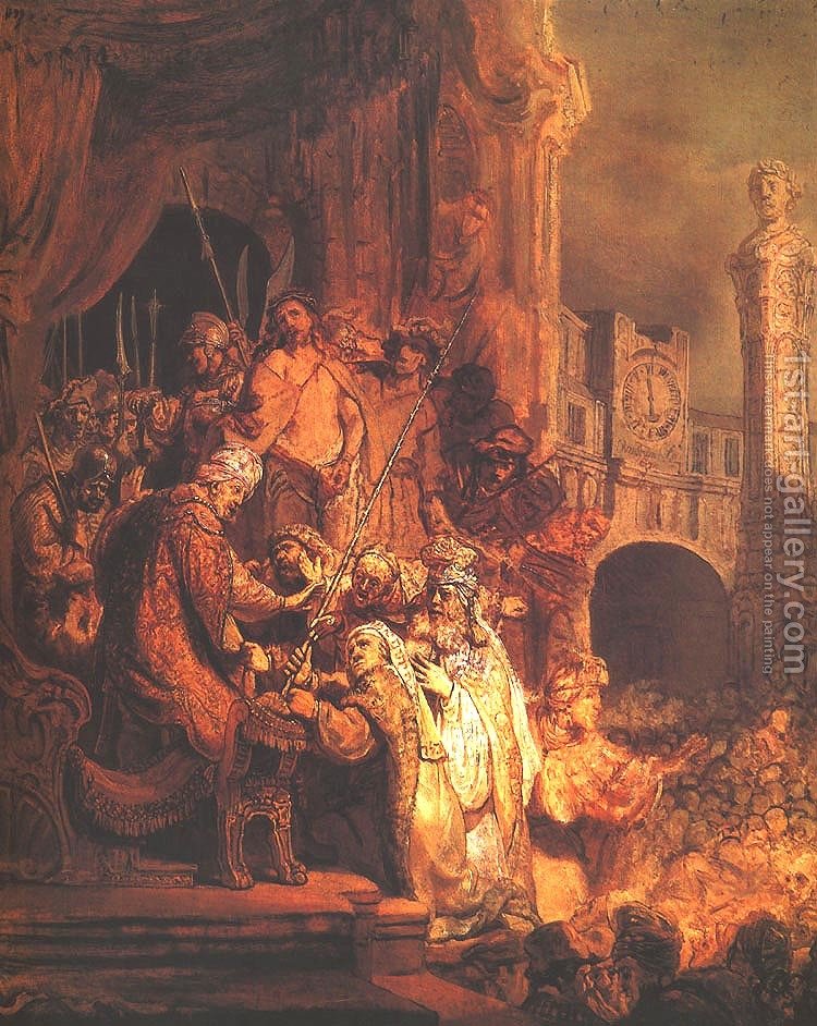 750x942 Christ Before Pilate And The People Rembrandt Reproduction 1st - Christ Before Pilate Painting