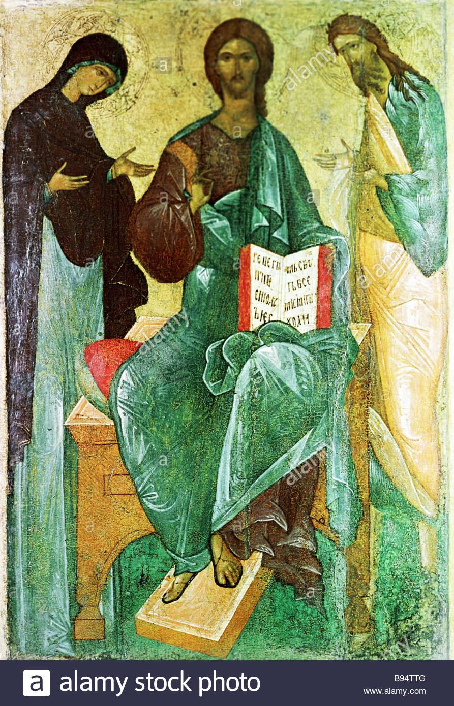 893x1390 Christ Enthroned With The Mother Of God And St John The Baptist - Christ Enthroned Painting