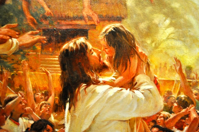 640x425 Jesus Christ With A Child Nephite America By Walter Rane - Christ In America Painting
