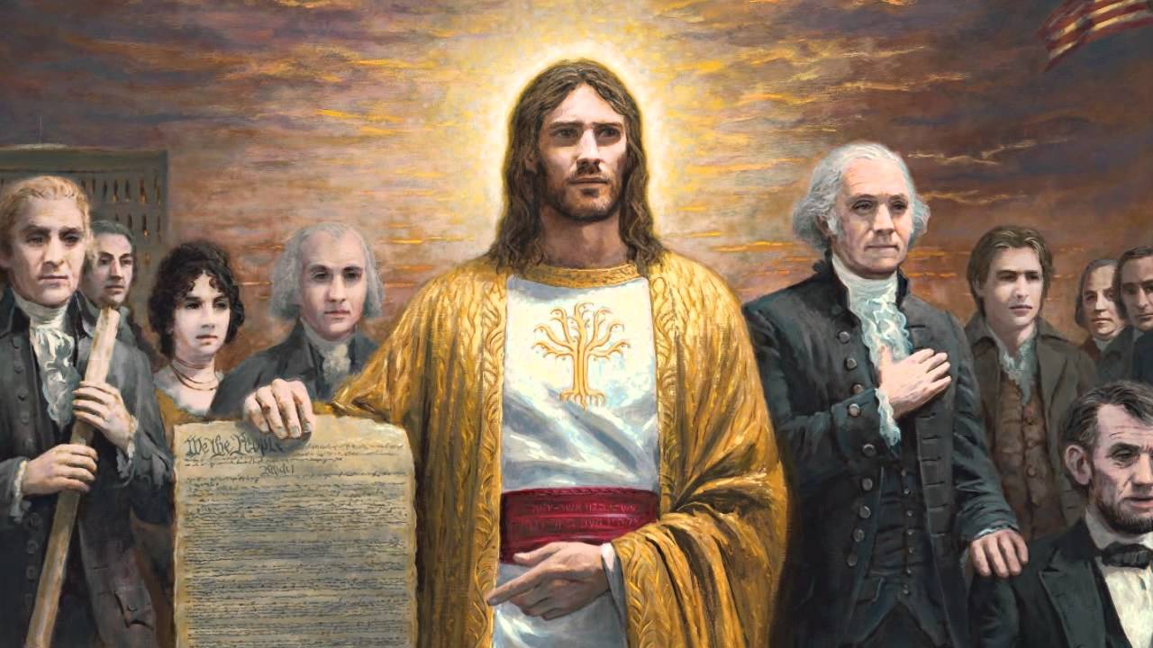 1280x720 Symbolism Of Jesus Christ In One Nation Under God - Christ In America Painting