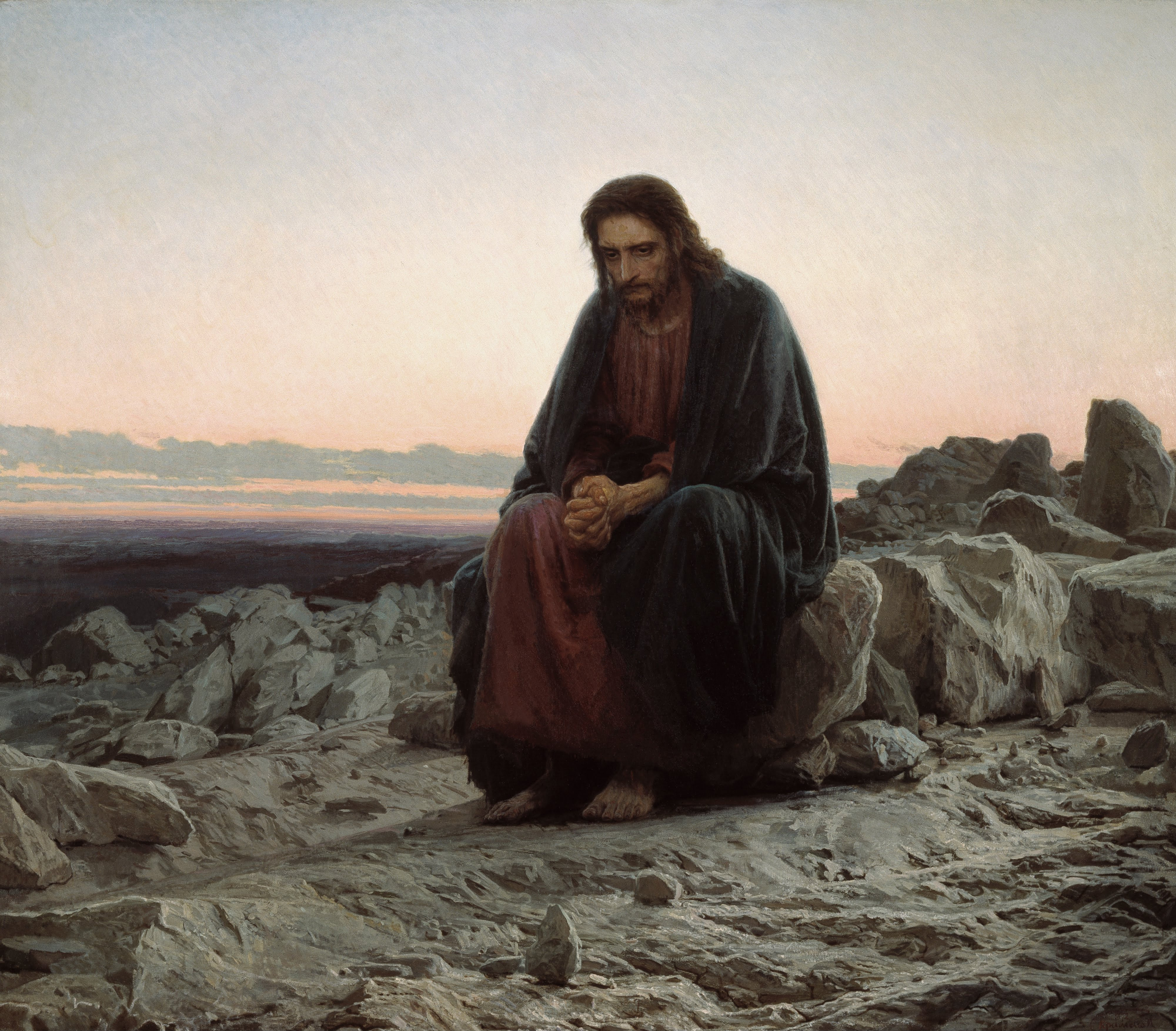 4000x3507 Christ In The Desert - Christ In The Desert Painting