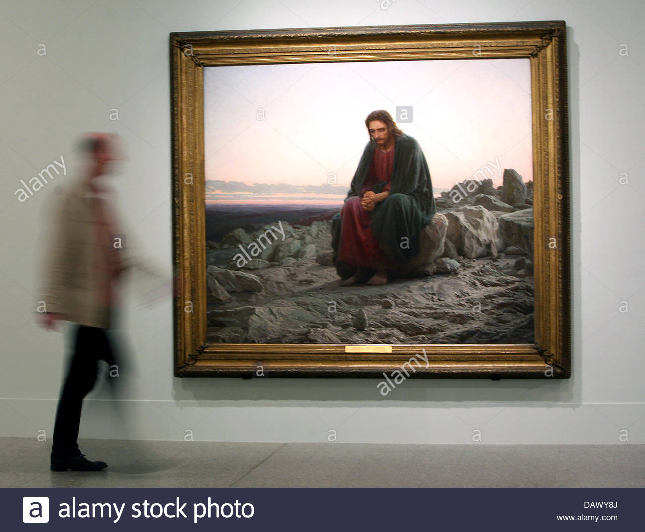 1300x1072 A Visitor To The Exhibition - Christ In The Desert Painting
