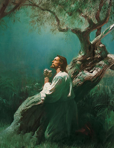385x500 Christ In Gethsemane Highlands Ranch Stake Center Art - Christ In The Garden Of Gethsemane Painting