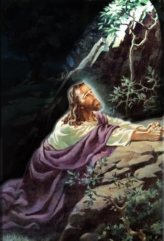 545x800 Beautiful Paintings Of Jesus. Christ Praying Is By Warner Sallman - Christ In The Garden Painting