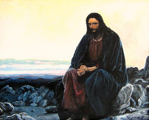 520x417 Christ In The Wilderness Painting By David Perales - Christ In The Wilderness Painting