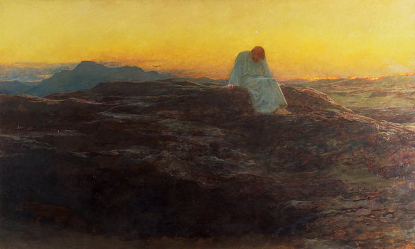 600x360 Christ In The Wilderness Tote Bag For Sale By Briton Riviere - Christ In The Wilderness Painting