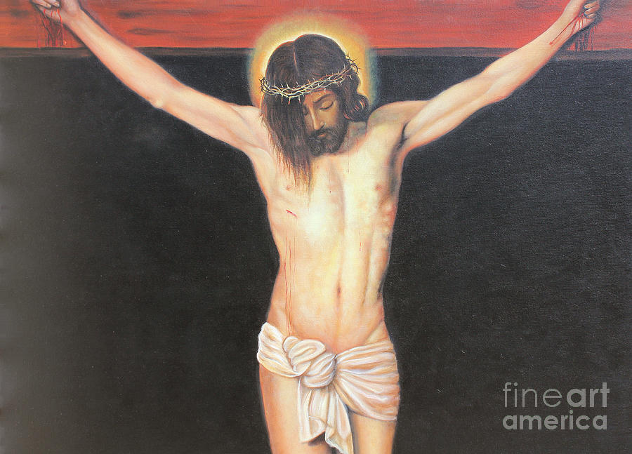 900x647 Christ On The Cross Painting By Sonia Flores Ruiz - Christ On The Cross Painting