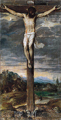 203x400 Christ On The Cross Titian Painting Reproduction 12962 Topofart - Christ On The Cross Painting