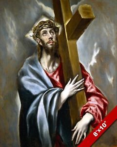 240x300 Jesus Christ Carrying His Cross Painting El Greco Bible Art Real - Christ On The Cross Painting