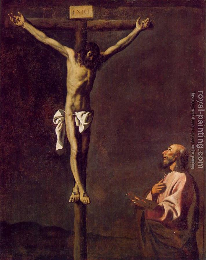 711x900 Saint Luke As A Painter Before Christ On The Cross By Francisco De - Christ On The Cross Painting