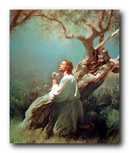 425x502 Jesus Christ Praying At Gethsemane Picture Art Print - Christ Praying In The Garden Of Gethsemane Painting