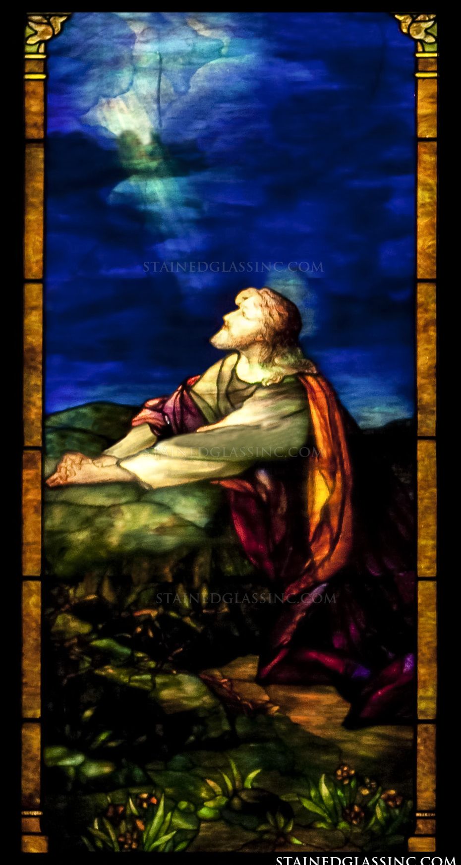 930x1745 Christ In Prayer In Gethsemane Religious Stained Glass Window - Christ Praying In The Garden Of Gethsemane Painting