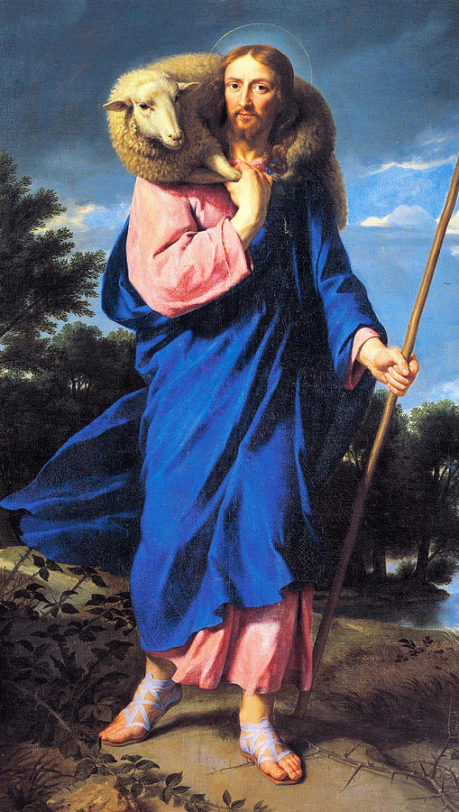 509x900 Good Shepherd Painting By Philippe De Champaigne - Christ The Good Shepherd Painting