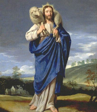 408x467 The Good Shepherd Chuck Larsen - Christ The Good Shepherd Painting
