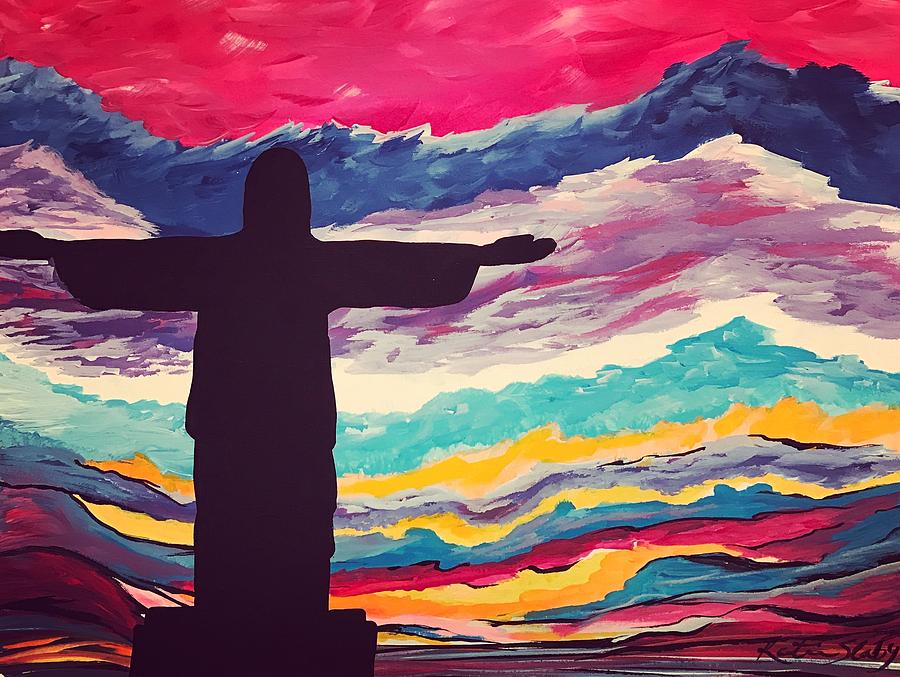 900x677 Cristo Redentor Painting By Katie Slaby - Christ The Redeemer Painting