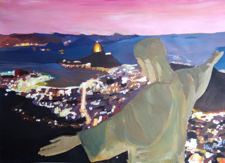 770x558 Saatchi Art Rio De Janeiro With Christ The Redeemer Painting By M - Christ The Redeemer Painting