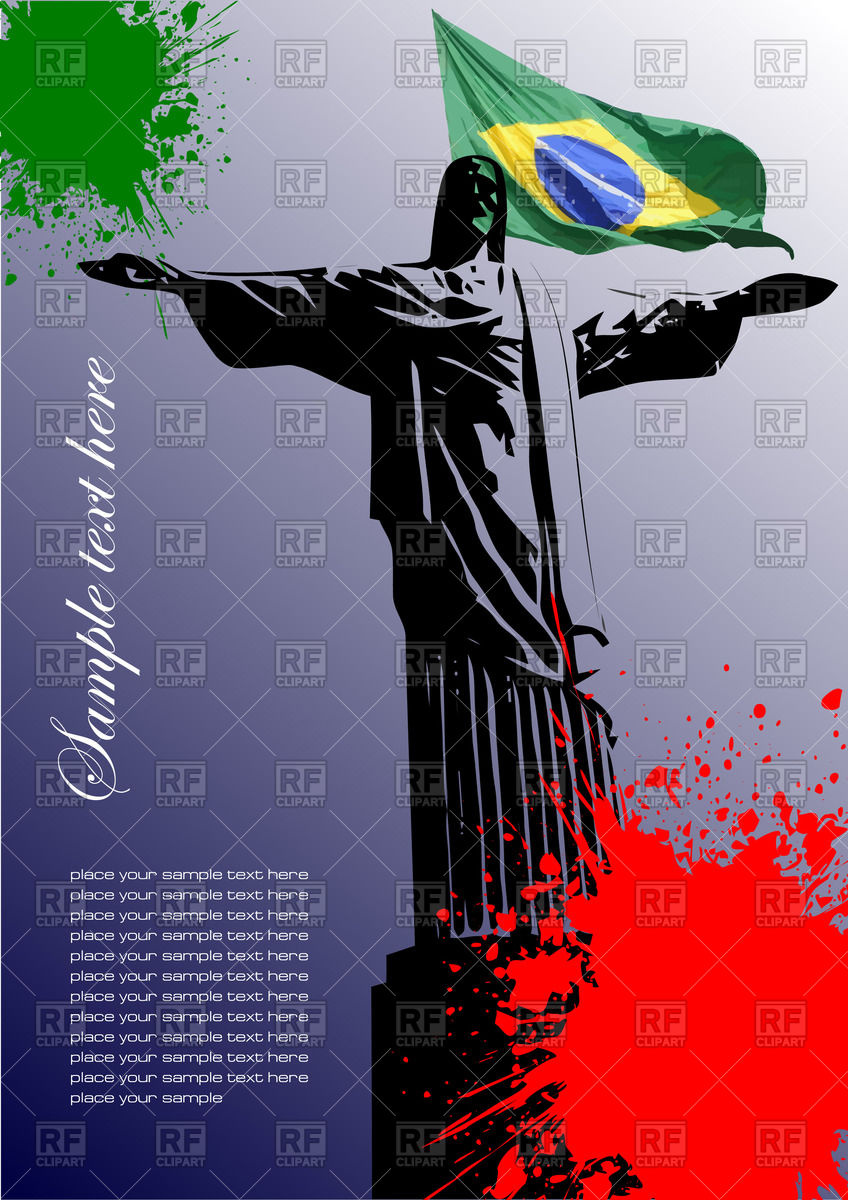 848x1200 Statue Of Christ The Redeemer And Flag Of Brazil In Background - Christ The Redeemer Painting