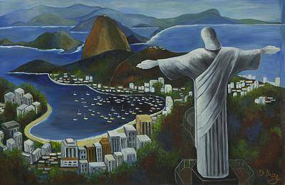 400x260 Unicef Uk Market Rio De Janeiro Landscape Painting In Blue - Christ The Redeemer Painting