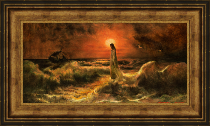 700x421 Christ Walking On Water (15x25 Framed Giclee Canvas) - Christ Walking On Water Painting