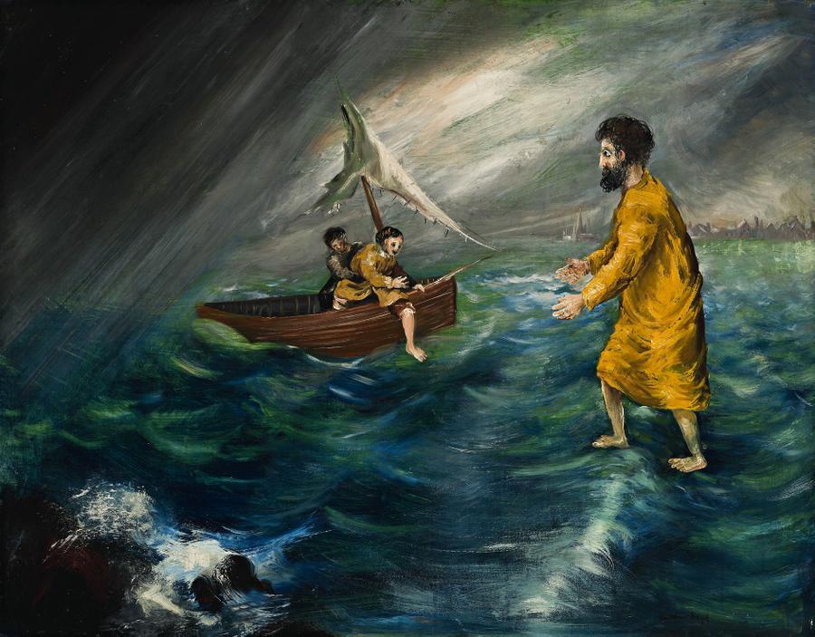 900x703 Christ Walking On The Water, C.1947 48 Deutscher And Hackett - Christ Walking On Water Painting