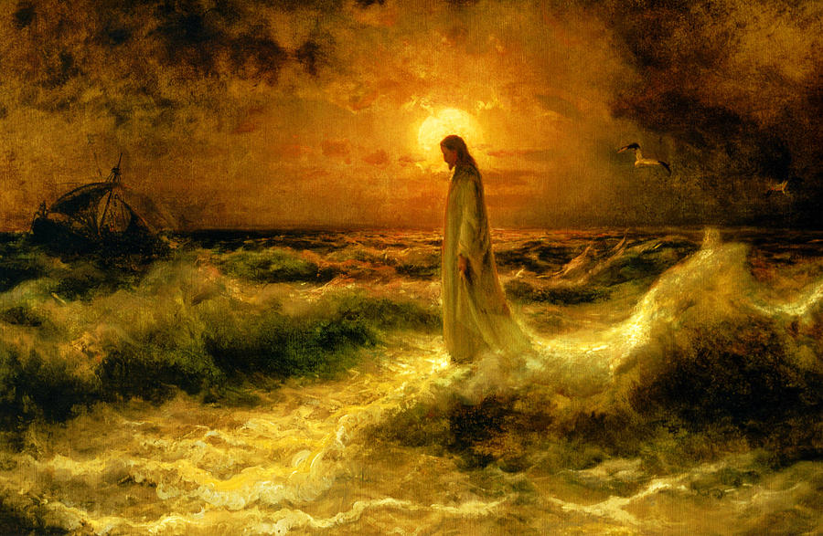 900x587 Christ Walking On The Waters Painting By Julius Sergius Klever - Christ Walking On Water Painting