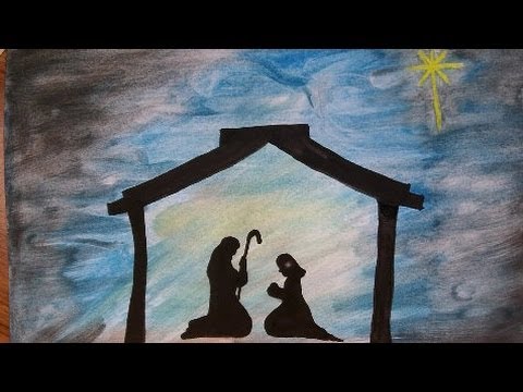 480x360 Art How To Paint A Nativity Silouette Christmas Story, Jesus Mary - Christian Christmas Painting