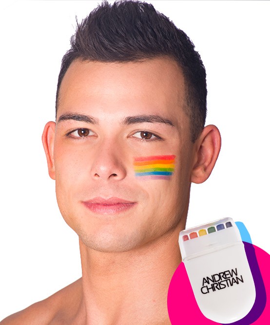 554x666 Mens Designer Pride Rainbow Face Paint Andrew Christian - Christian Face Painting