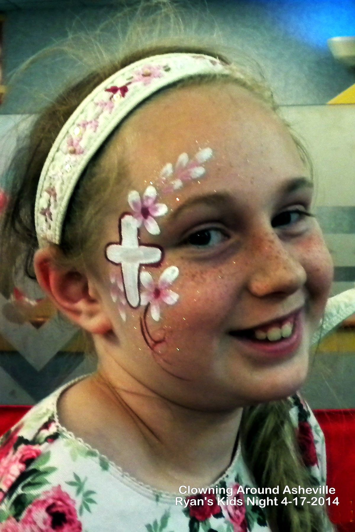 1200x1800 Cross Flowers Girl Face Painting Clowning Around Asheville Face - Christian Face Painting