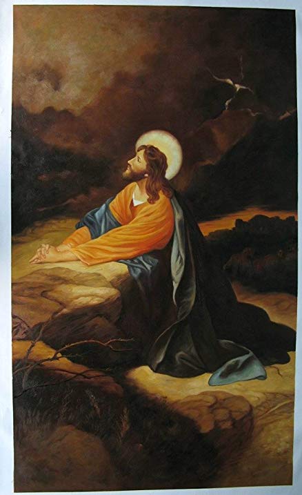 438x717 Roya Art Jesus Kneeling In Prayer Hand Painted - Christian Painting