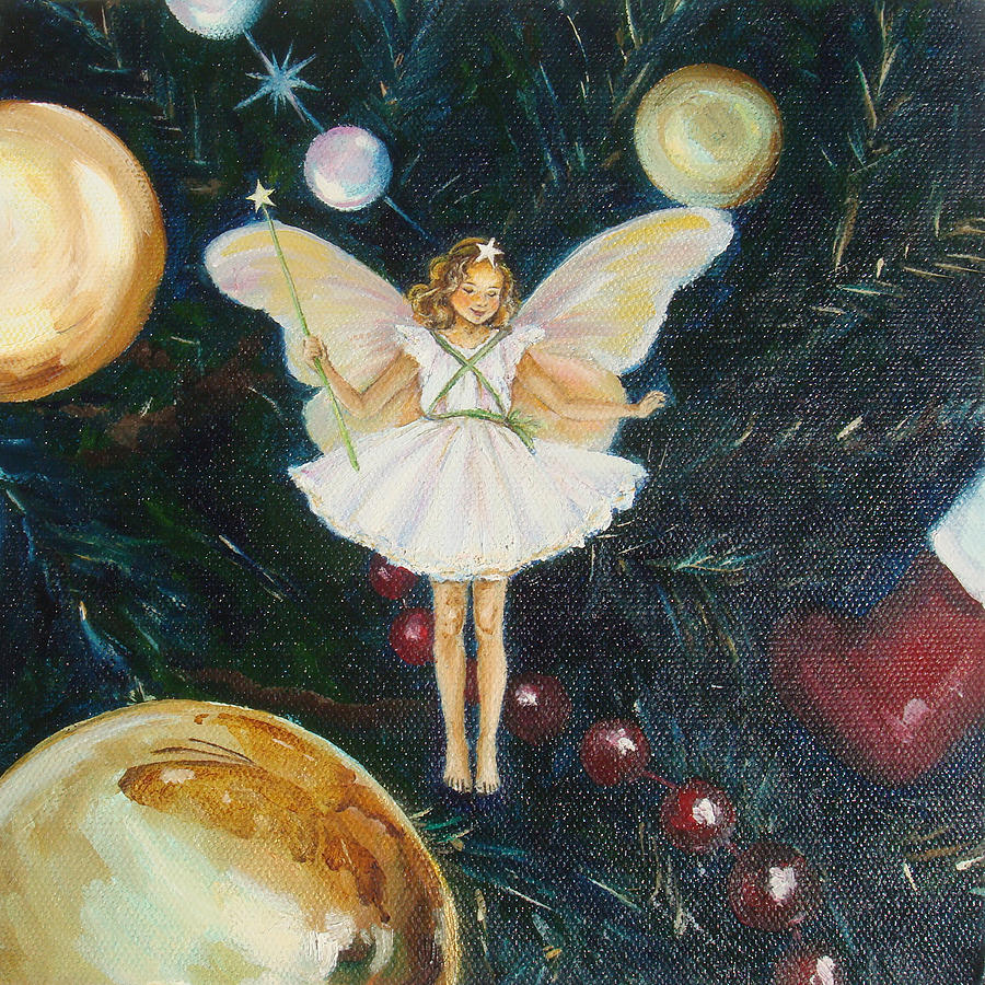 900x900 Christmas Angel Painting By Yuko - Christmas Angel Painting