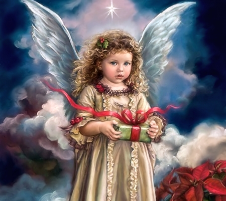450x401 Lovely Christmas Angel - Christmas Angel Painting