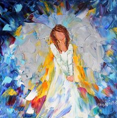 235x237 Original Oil Painting Christmas Angel With Holiday Wreath Palette - Christmas Angel Painting
