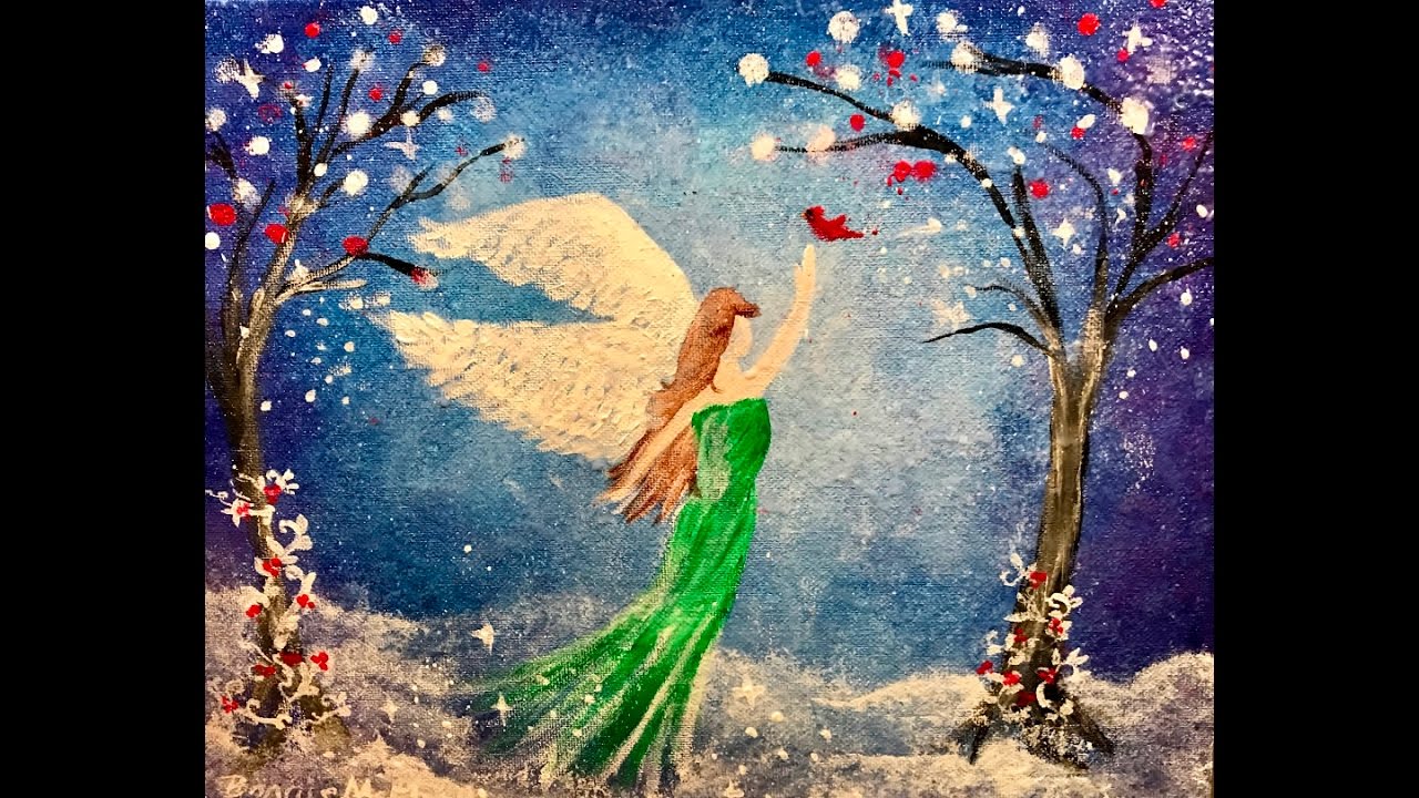 1280x720 The Christmas Angel Diy Acrylic Painting Lesson - Christmas Angel Painting