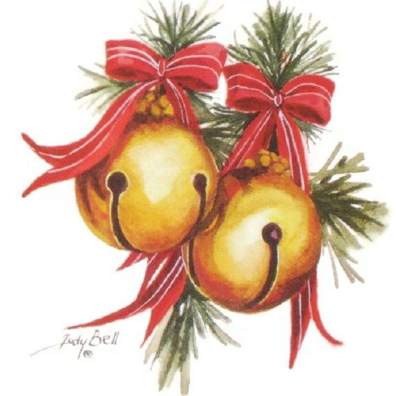 570x570 Sleigh Bells Print - Christmas Bells Painting