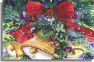 360x240 Watercolor Christmas Paintings - Christmas Bells Painting