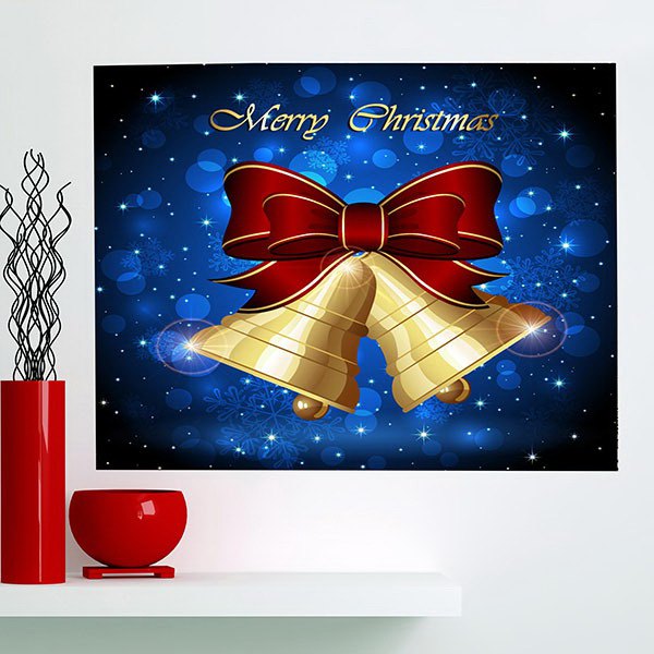 600x600 Christmas Bells Pattern Multifunction Wall Art Painting In Blue - Christmas Bells Painting